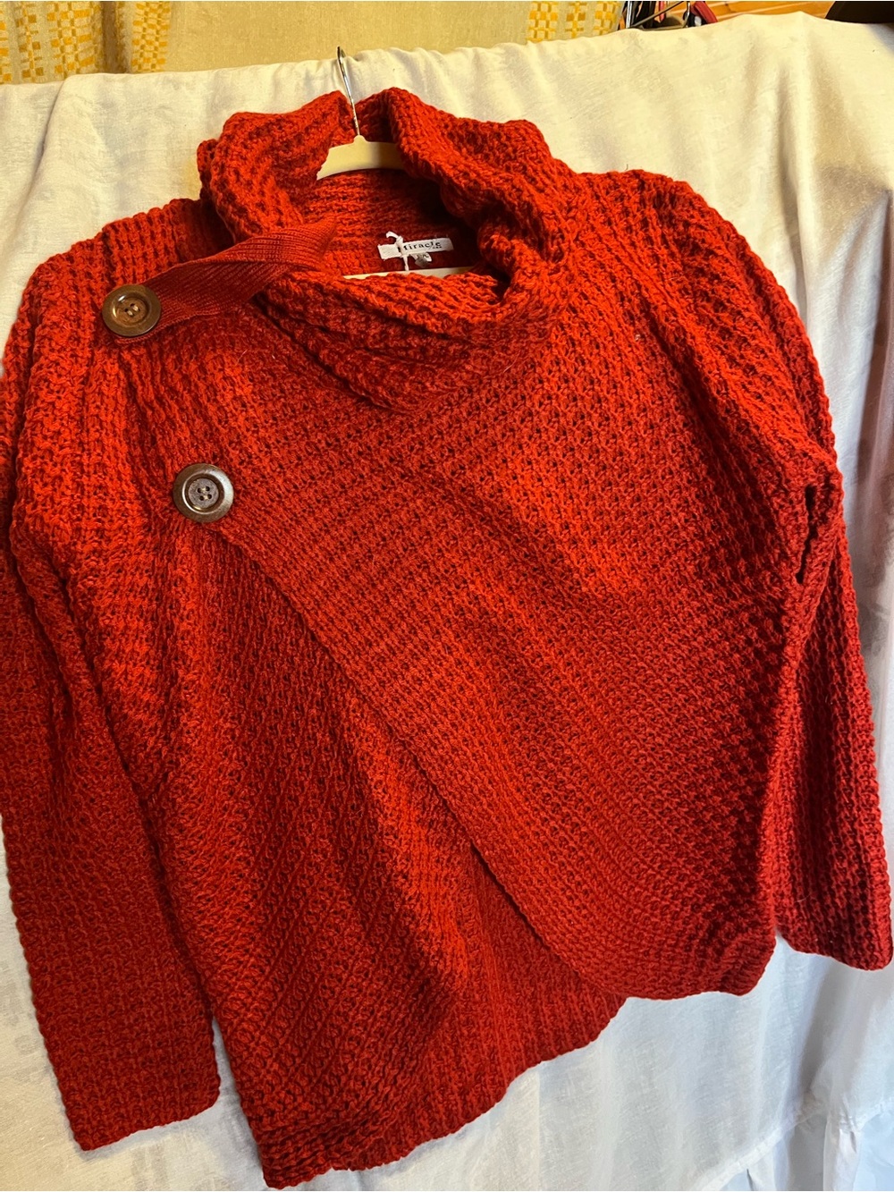 Miracle Red Chunky Button-Front Knit Sweater